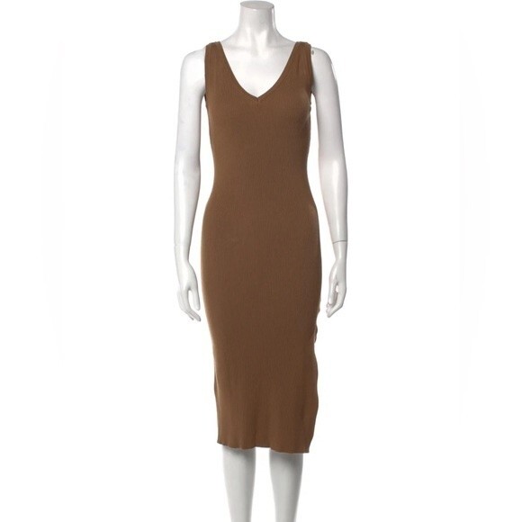 House Of Harlow NWT 1960 V-Neck Knit Side Slit Fitted Midi Dress Fall Season XS - Picture 1 of 5